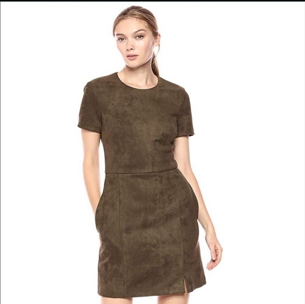 FRENCH CONNECTION Faux-Suede Dress Green New